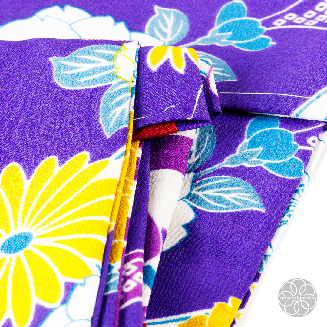 Women's Washable Kimono - Flowers on Purple