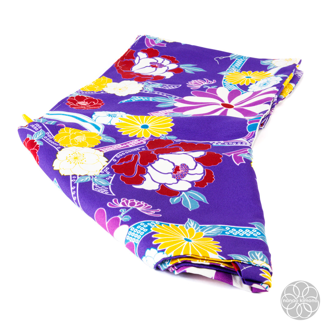 Women's Washable Kimono - Flowers on Purple