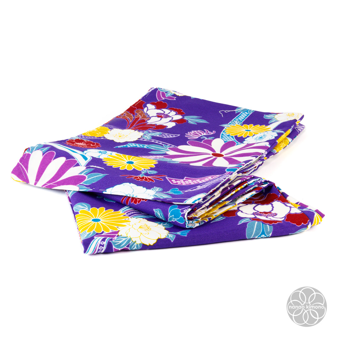 Women's Washable Kimono - Flowers on Purple