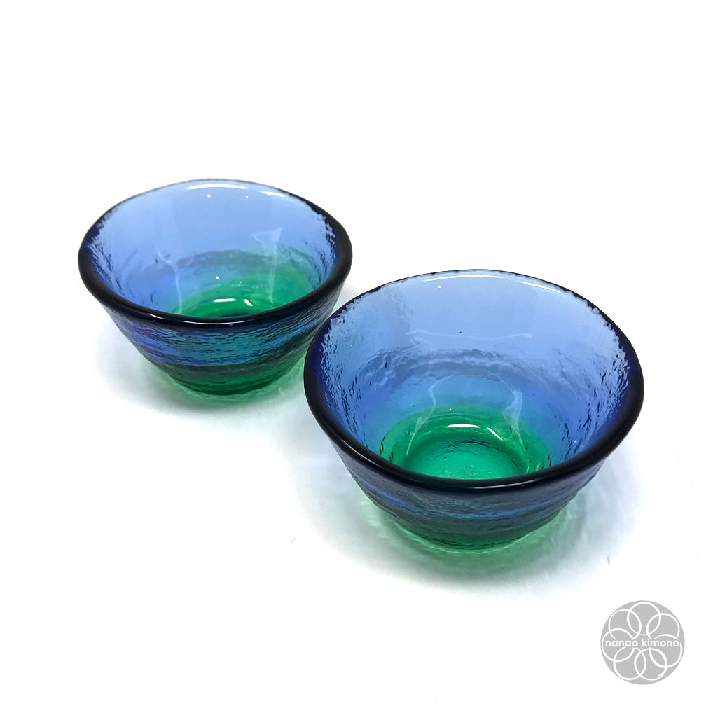 Glass Sake Set - Blue Green