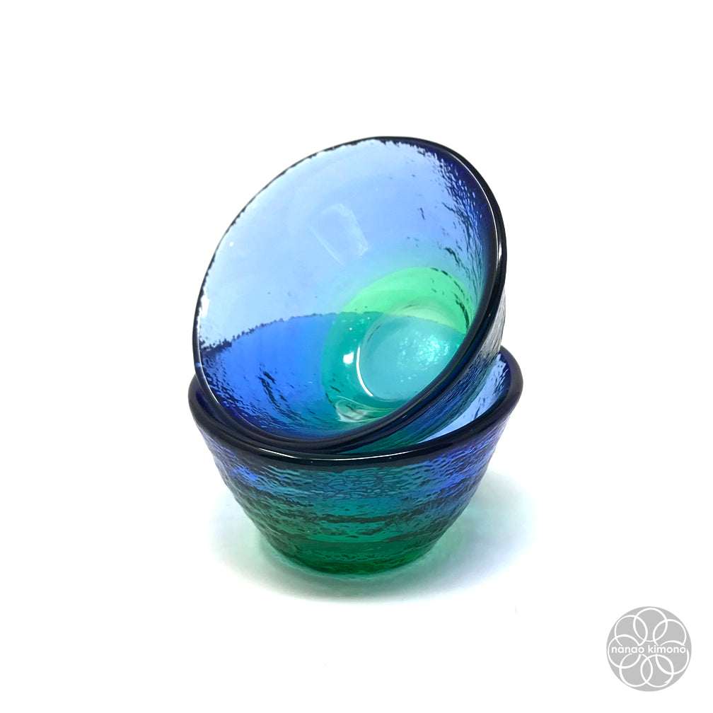 Glass Sake Set - Blue Green