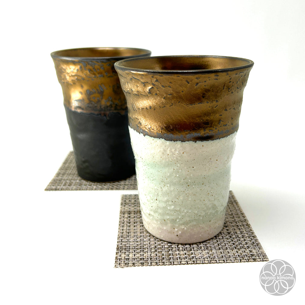 Cups- Gold on Black & White (Set of 2)