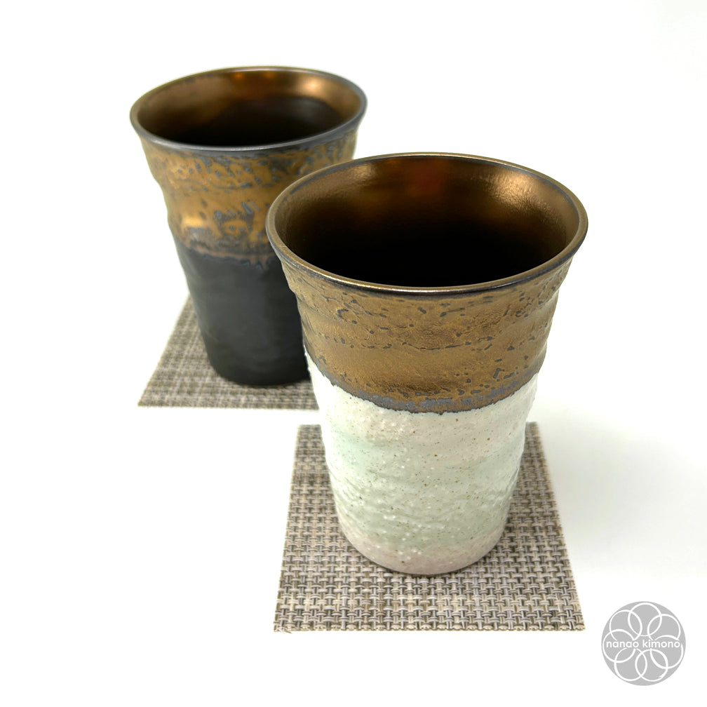 Cups- Gold on Black & White (Set of 2)