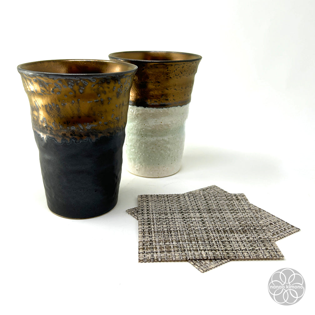 Cups- Gold on Black & White (Set of 2)