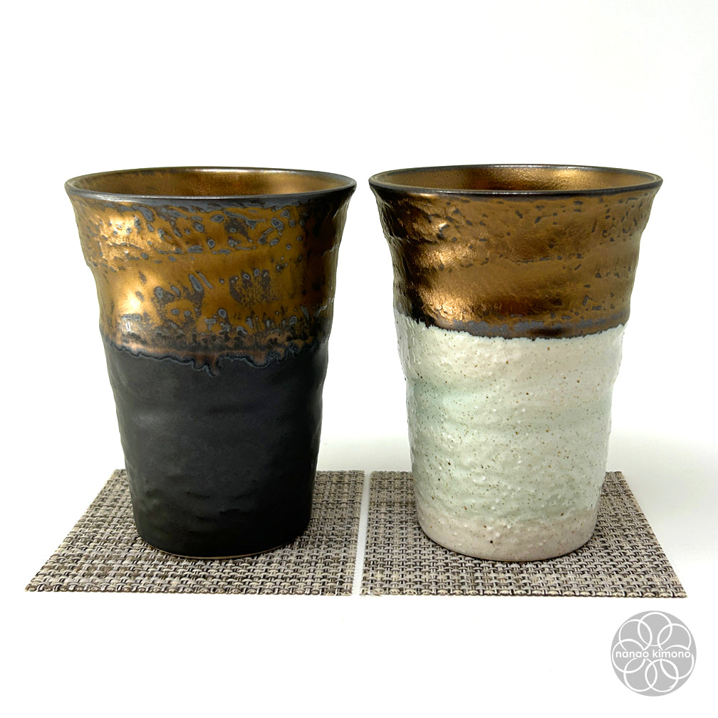 Cups- Gold on Black & White (Set of 2)
