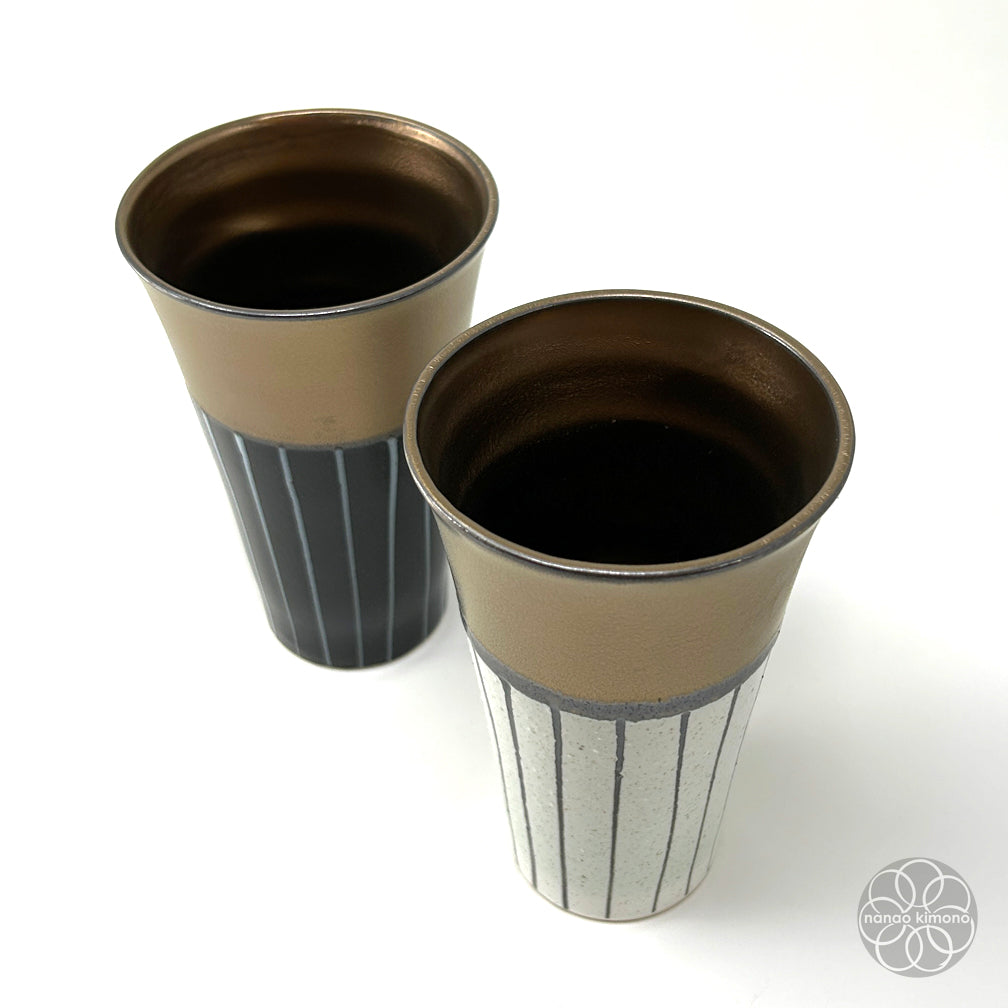 A Pair of Cups - Tall Gold on Black & White