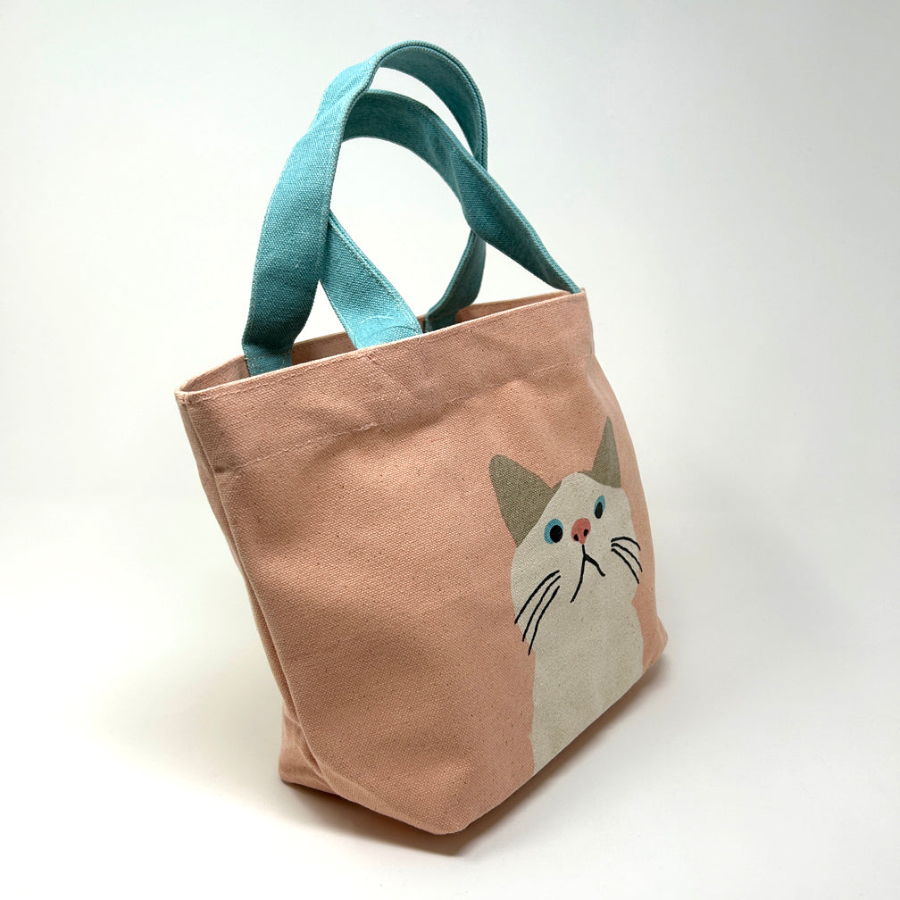 Tote Bag S - Cat Taachan Pink Simple