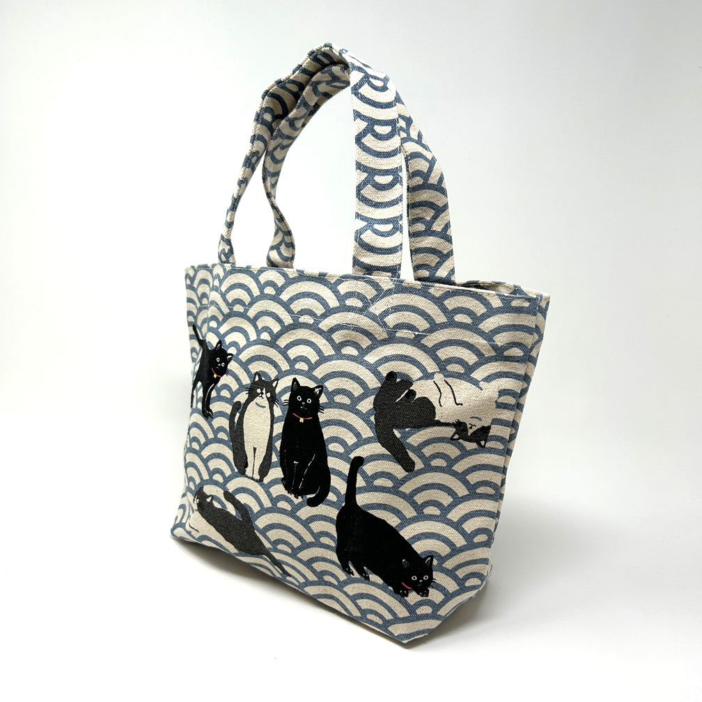 Tote Bag S - Cat Wave Blue