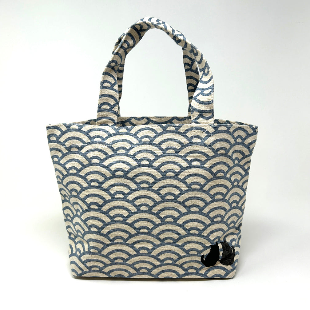 Tote Bag S - Cat Wave Blue