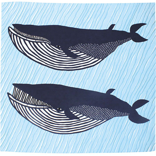 Furoshiki 39"- Aquadrop kata kata Whale Blue Water Repellent
