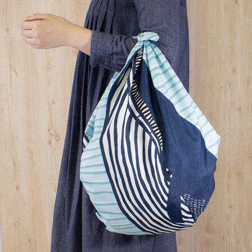 Furoshiki 39"- Aquadrop kata kata Whale Blue Water Repellent