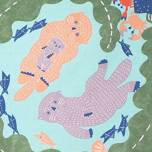 Furoshiki 40"- kata kata Sea Otter Blue
