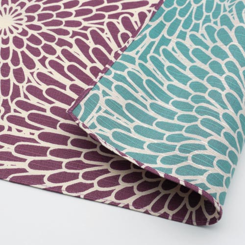 Reversible Furoshiki 19"- Isa Monyo Kiku Purple/Sage