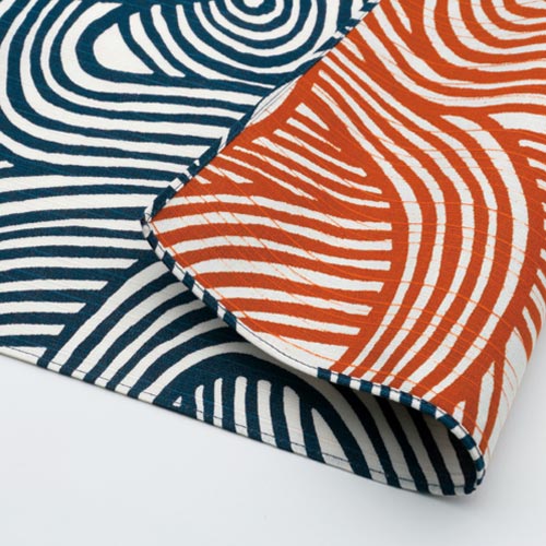 Reversible Furoshiki 19"- Isa Monyo Yui Navy/Orange
