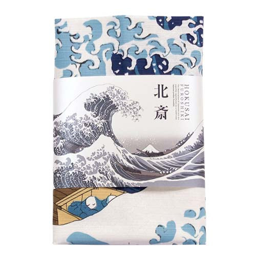 Furoshiki 41"- Ukiyoe The Great Wave Hokusai Katsushika Beige