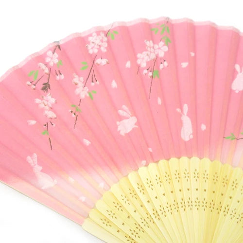 Japanese Foldable Fan - Sakura & Rabbit