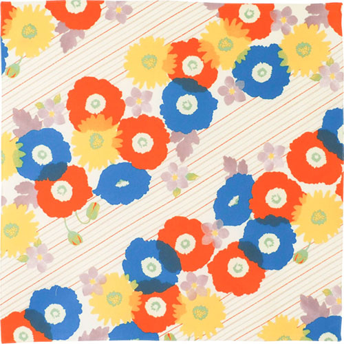 Furoshiki 18"- Cohare Flower Stripes Blue Orange