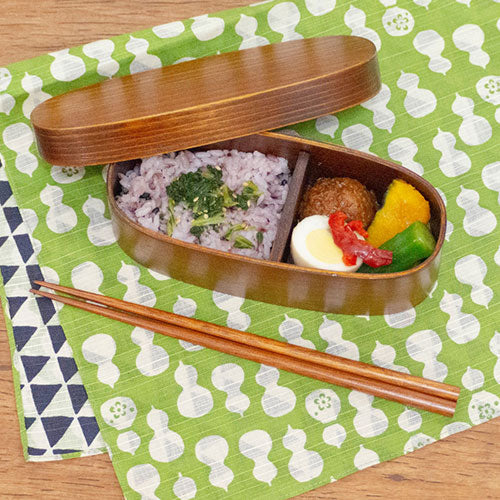 Reversible Furoshiki 19"- Fuku Musubi Gourd/Imbricate Green/Navy