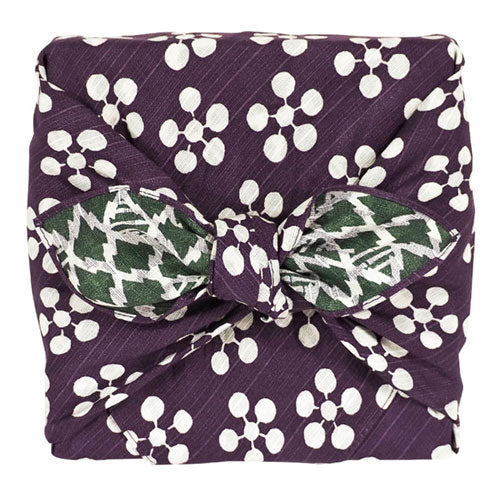 Reversible Furoshiki 19"- Fuku Musubi Japanese Apricot/Pine Bamboo Purple/Green