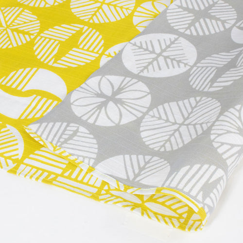 Reversible Furoshiki 19"- Isa Monyo Pine Yellow/Grey