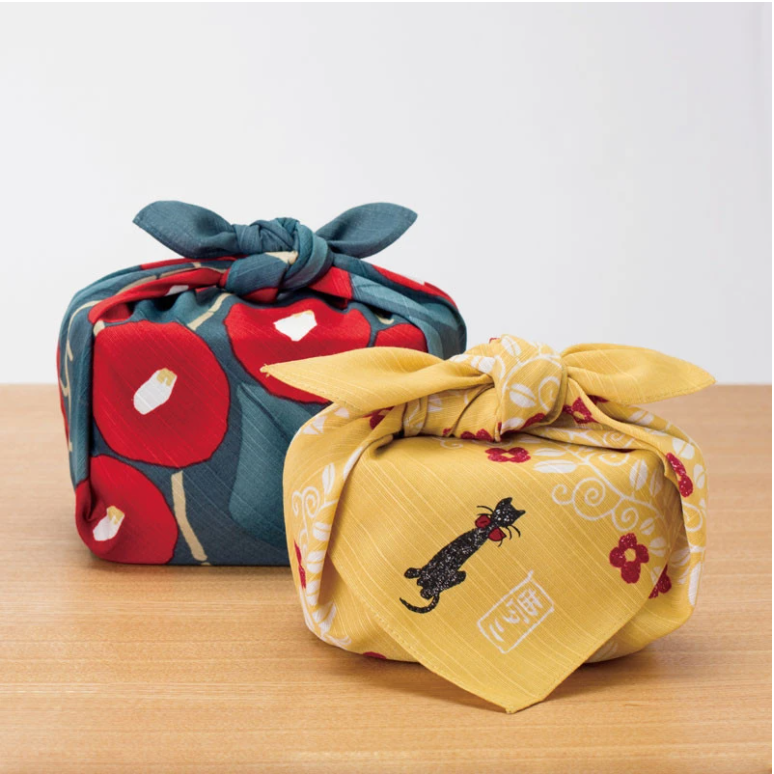 Furoshiki 19"- Yumeji Takehisa Camellia Blue Grey