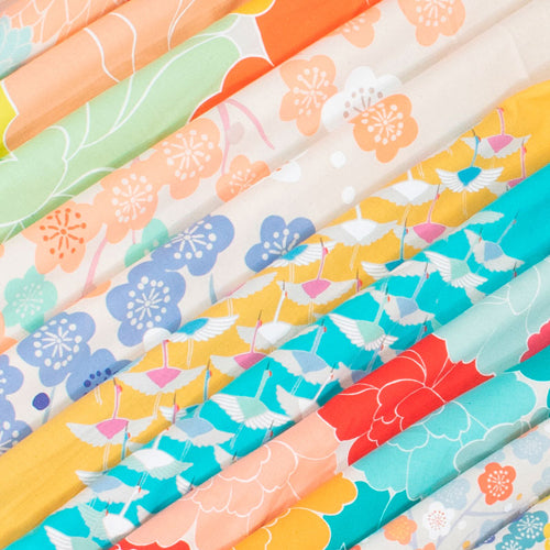 Furoshiki 20"- Hime Musubi Adeline Klam Japanese Apricot Blue
