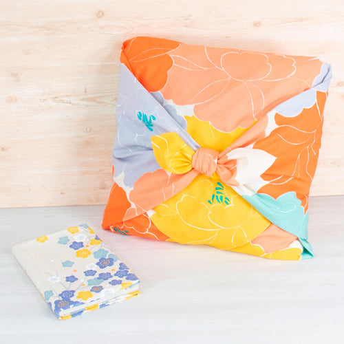 Furoshiki 20"- Hime Musubi Adeline Klam Japanese Apricot Blue