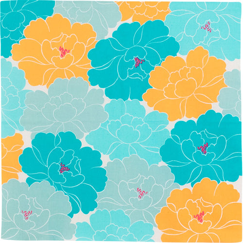 Furoshiki 20"- Hime Musubi Adeline Klam Peony Blue