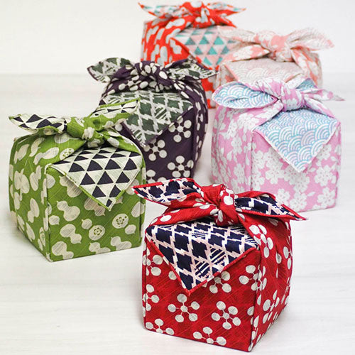 Reversible Furoshiki 19"- Fuku Musubi Japanese Apricot/Pine Bamboo Purple/Green