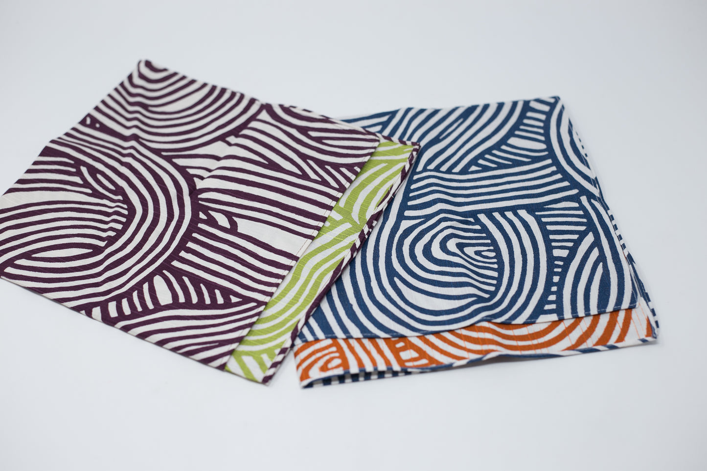 Reversible Furoshiki 19"- Isa Monyo Yui Navy/Orange