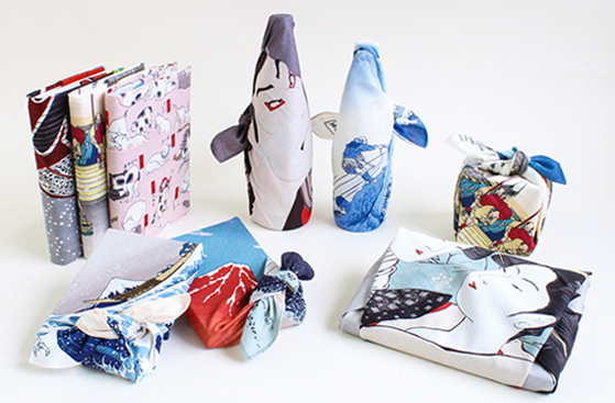 Furoshiki 19"- Ukiyoe Cats suggested as The Fifty-three Stations of the Tōkaidō Pink