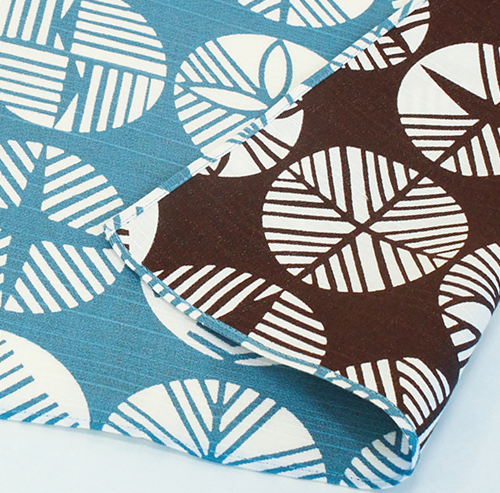 Reversible Furoshiki 19"- Isa Monyo Pine Sky blue/Brown
