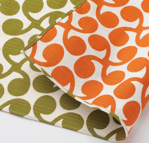 Reversible Furoshiki 41"- Isa Monyo Shinme Green/Orange