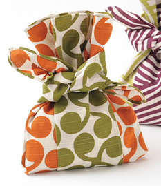 Reversible Furoshiki 19"- Isa Monyo Shinme Green/Orange