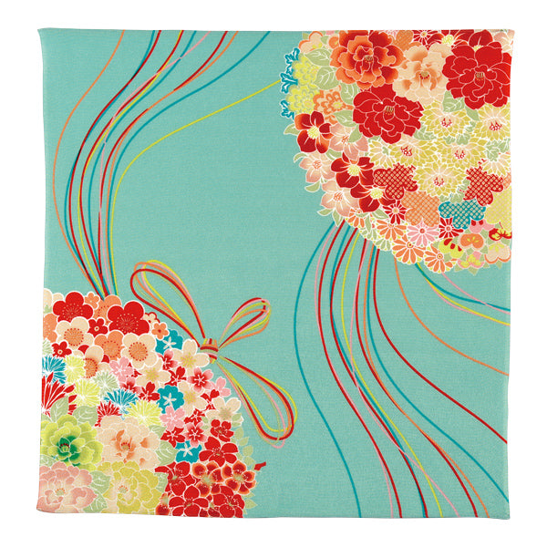 Furoshiki 29"- Ukiyoe, Kurochiku, Flower Ball Blue