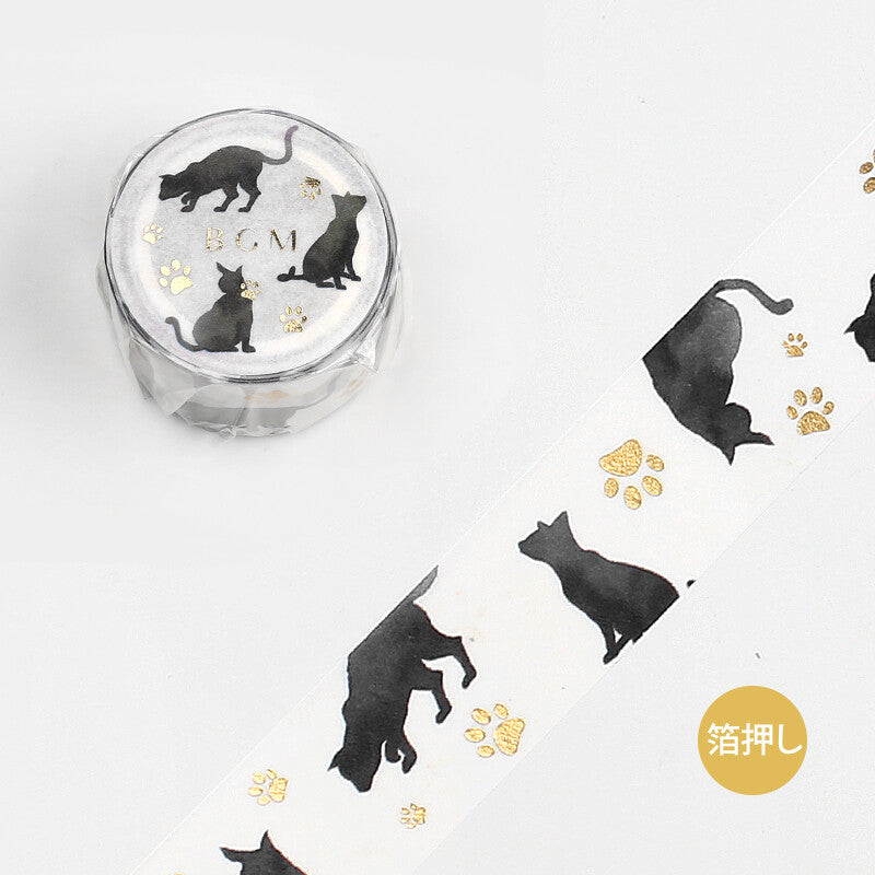 Washi Tape 20mm - Foil Stamping Black Cat