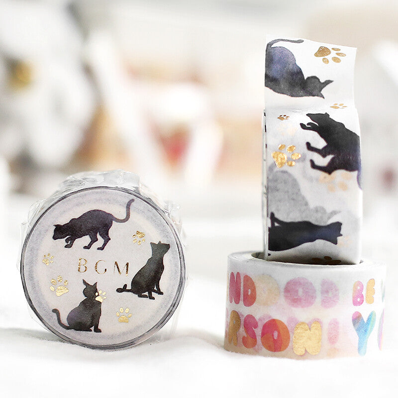 Washi Tape 20mm - Foil Stamping Black Cat