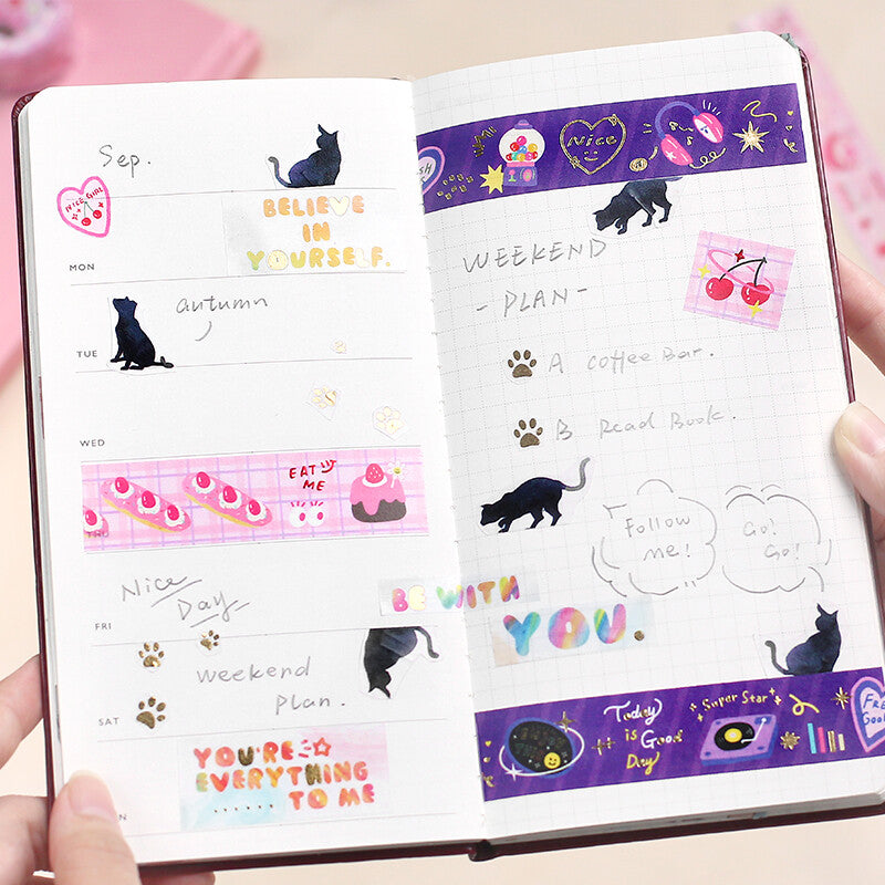 Washi Tape 20mm - Foil Stamping Black Cat