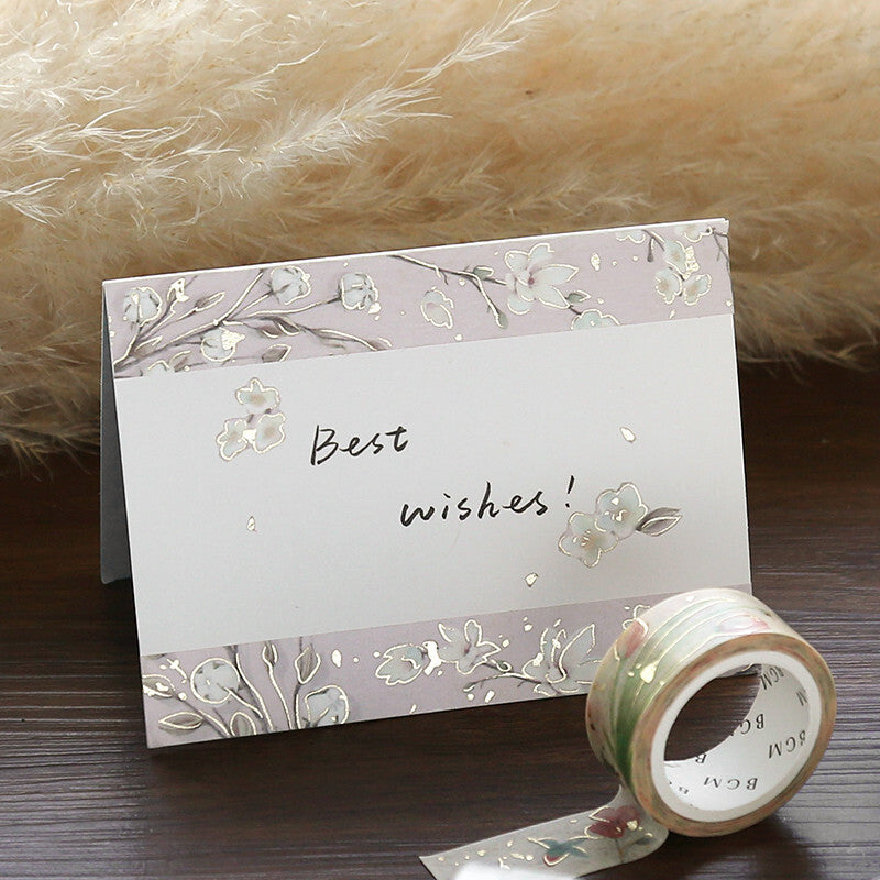 Washi Tape 15mm - Foil Stamping Garden Brown