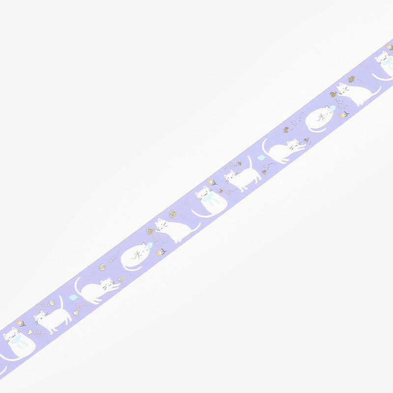 Washi Tape 15mm - Foil Stamping White Cat