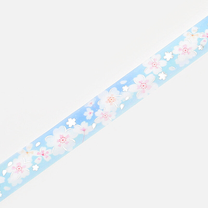Washi Tape 15mm - Foil Stamping Sakura Blue