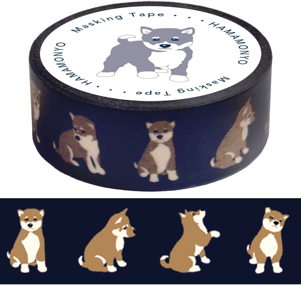 Washi Tape 15mm - Shiba Dog Navy