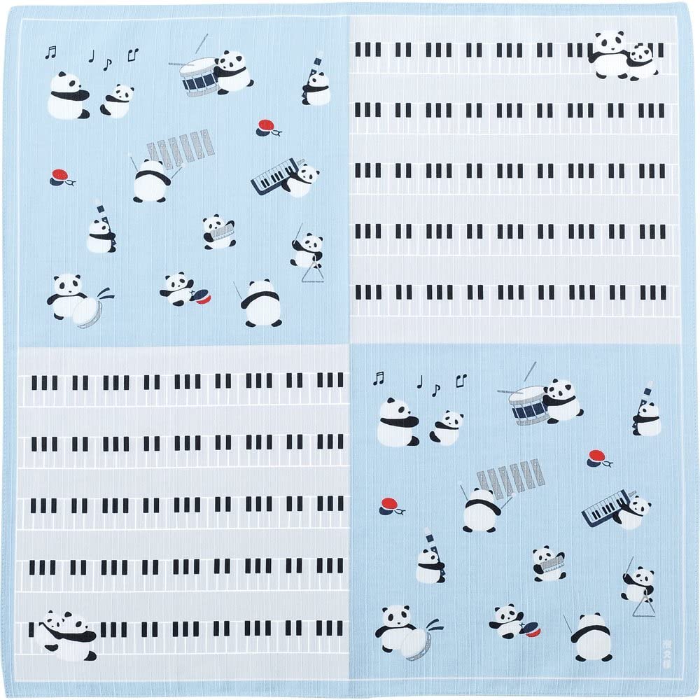 Furoshiki 20"- Panda Piano Blue