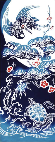 Tenugui Towel - Lucky Crane Turtle