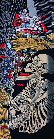 Tenugui Towel - Ukiyoe Witch and Skeleton, Soma no Furudairi