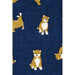 Tenugui Towel - Shiba Inu Navy Blue