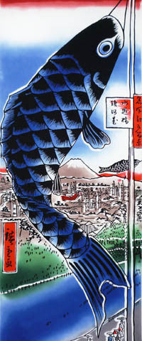 Tenugui Towel - Suido Bridge and Surugadai Ukiyoe