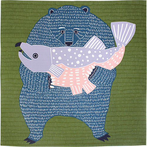 Furoshiki 40"- kata kata Bear Green