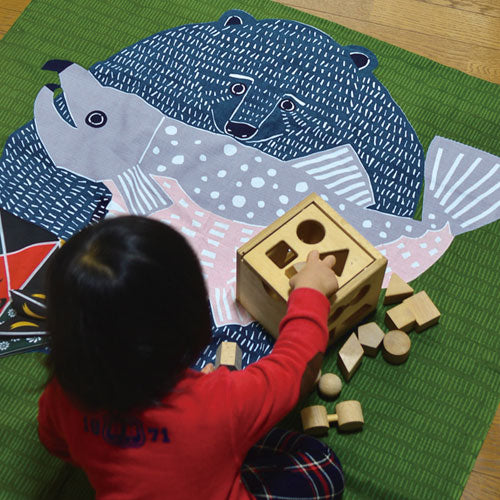 Furoshiki 40"- kata kata Bear Green