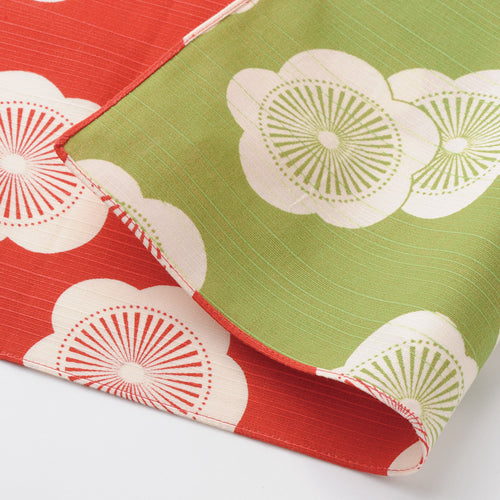 Reversible Furoshiki 41"- Isa Monyo Ume Red/Green